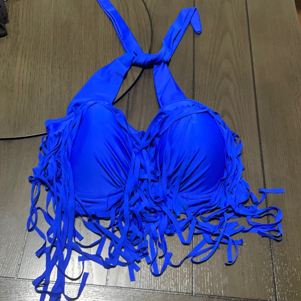 Blue Halter Bikini Top (Size XL)